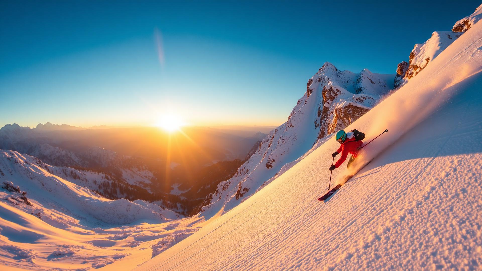 Skier at sunrise